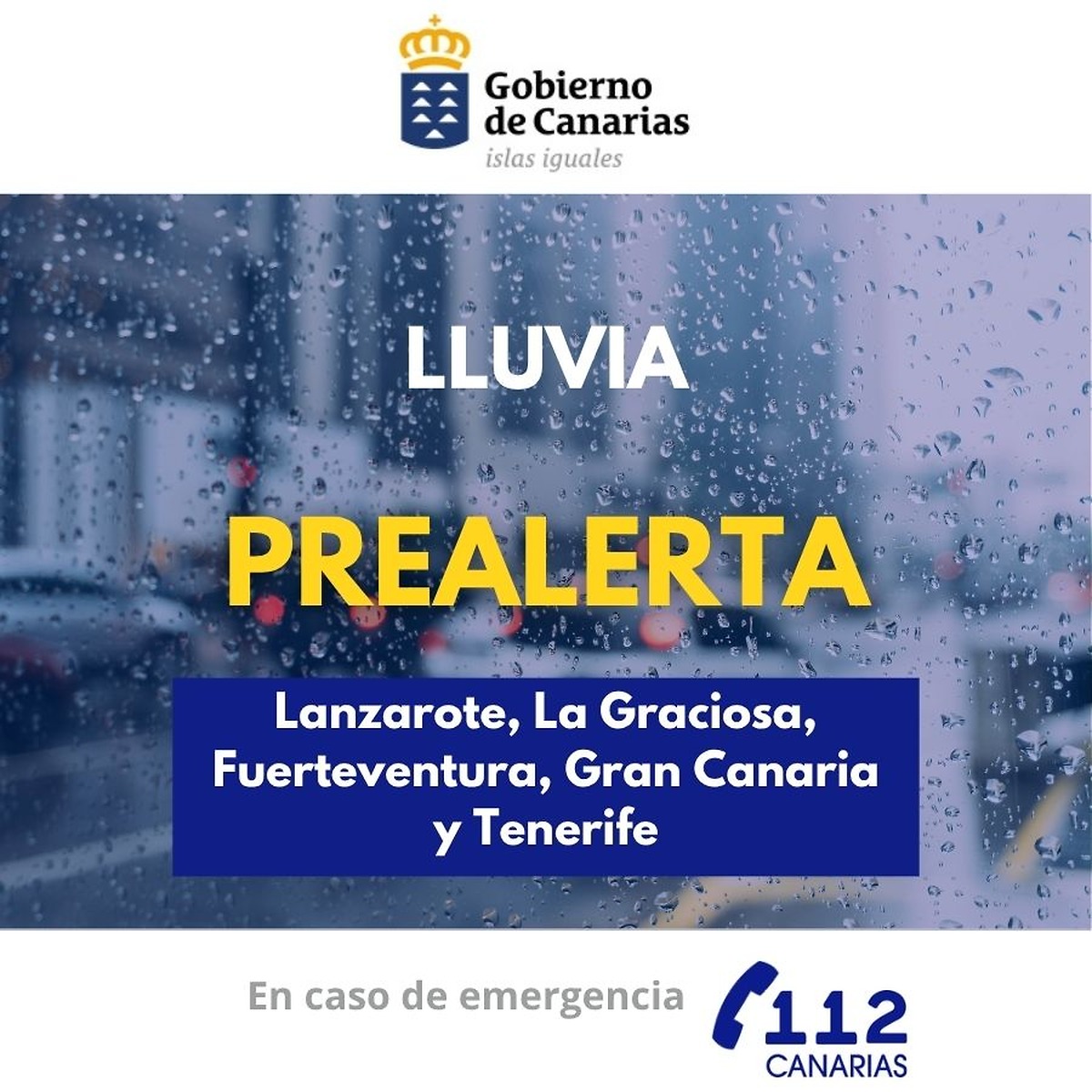 Prealerta por lluvias en Lanzarote, La Graciosa, Fuerteventura, Gran Canaria y Tenerife