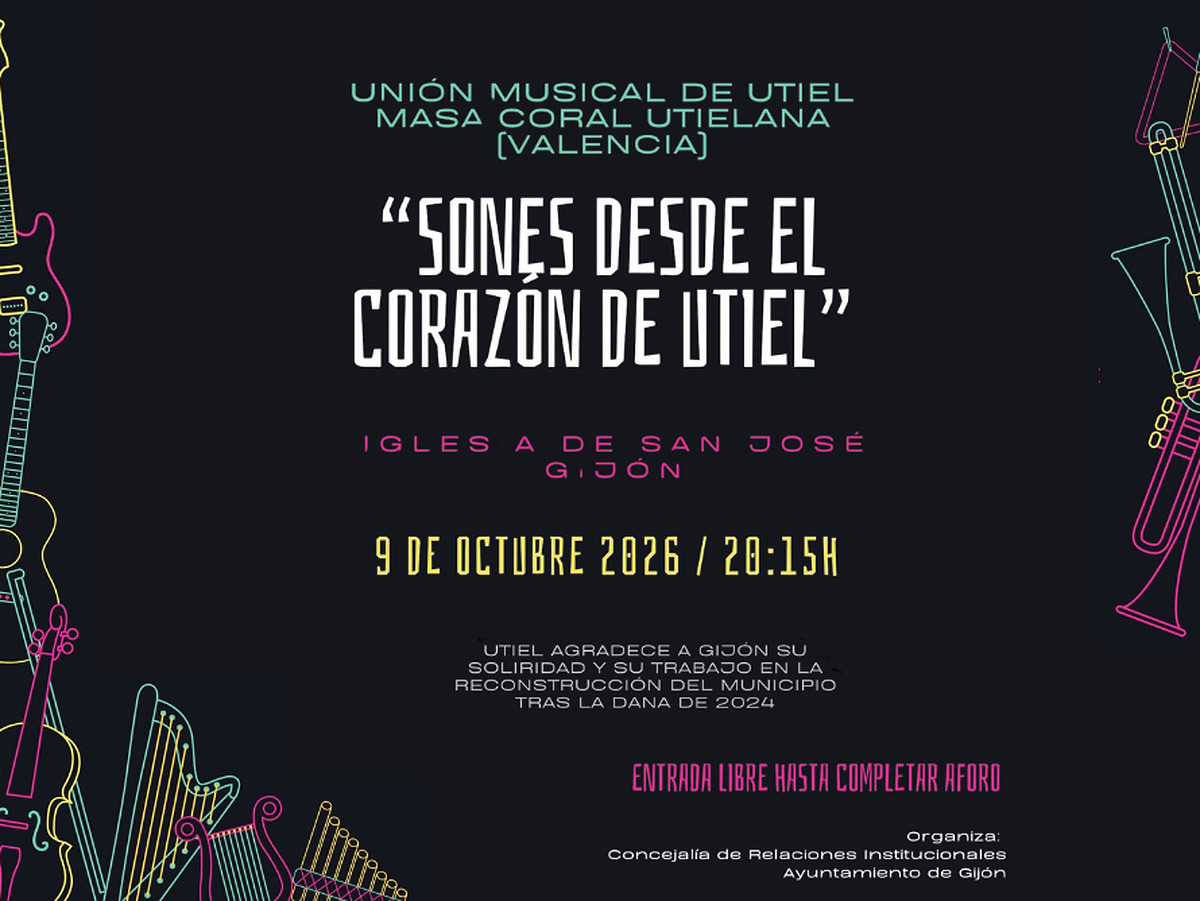 Utiel celebra un concierto gratuito en Gijón para agradecer su apoyo durante la dana de 2024
