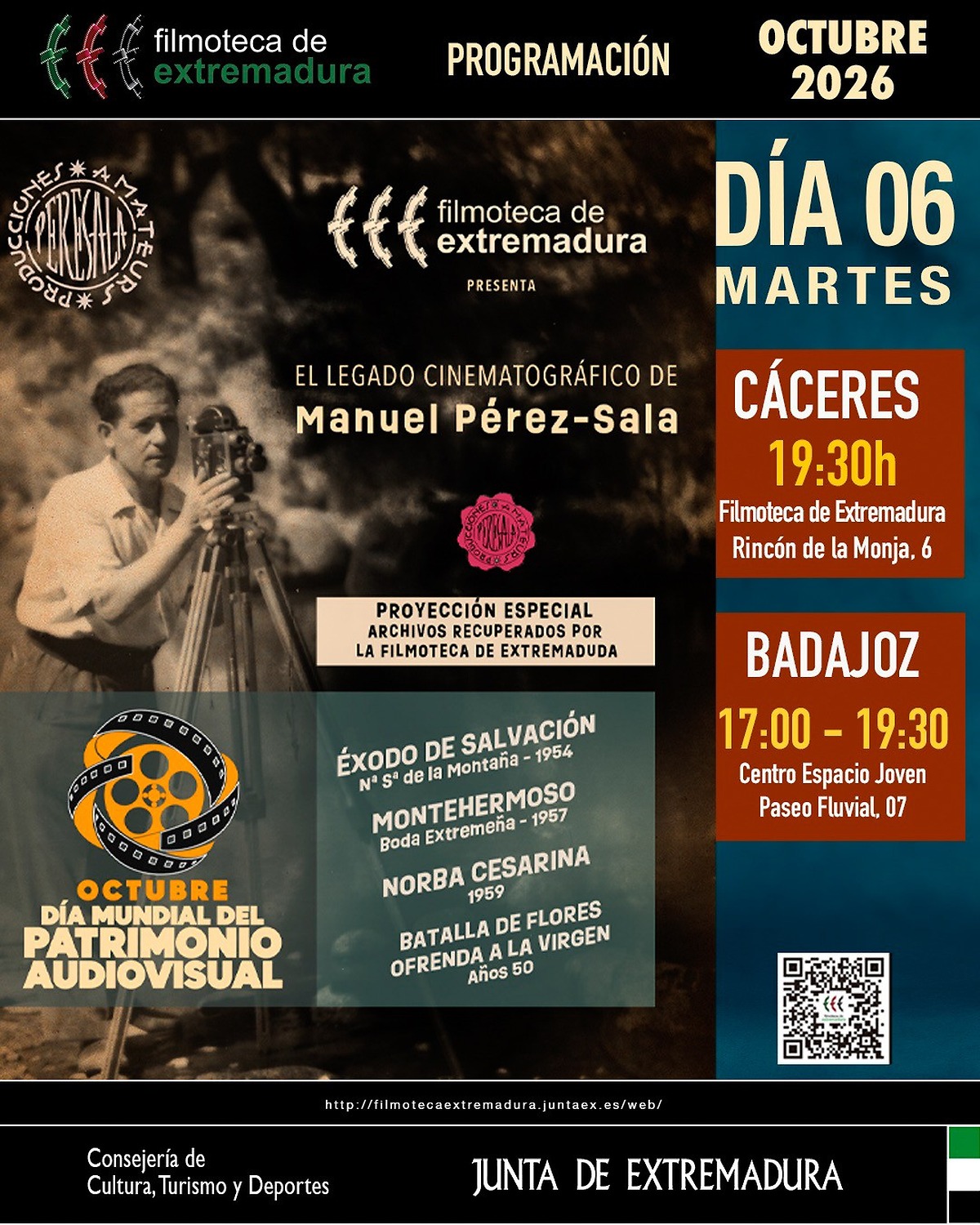 Cáceres y Badajoz celebran el legado cinematográfico de Manuel Pérez-Sala con proyecciones y recuperación de 93 bobinas