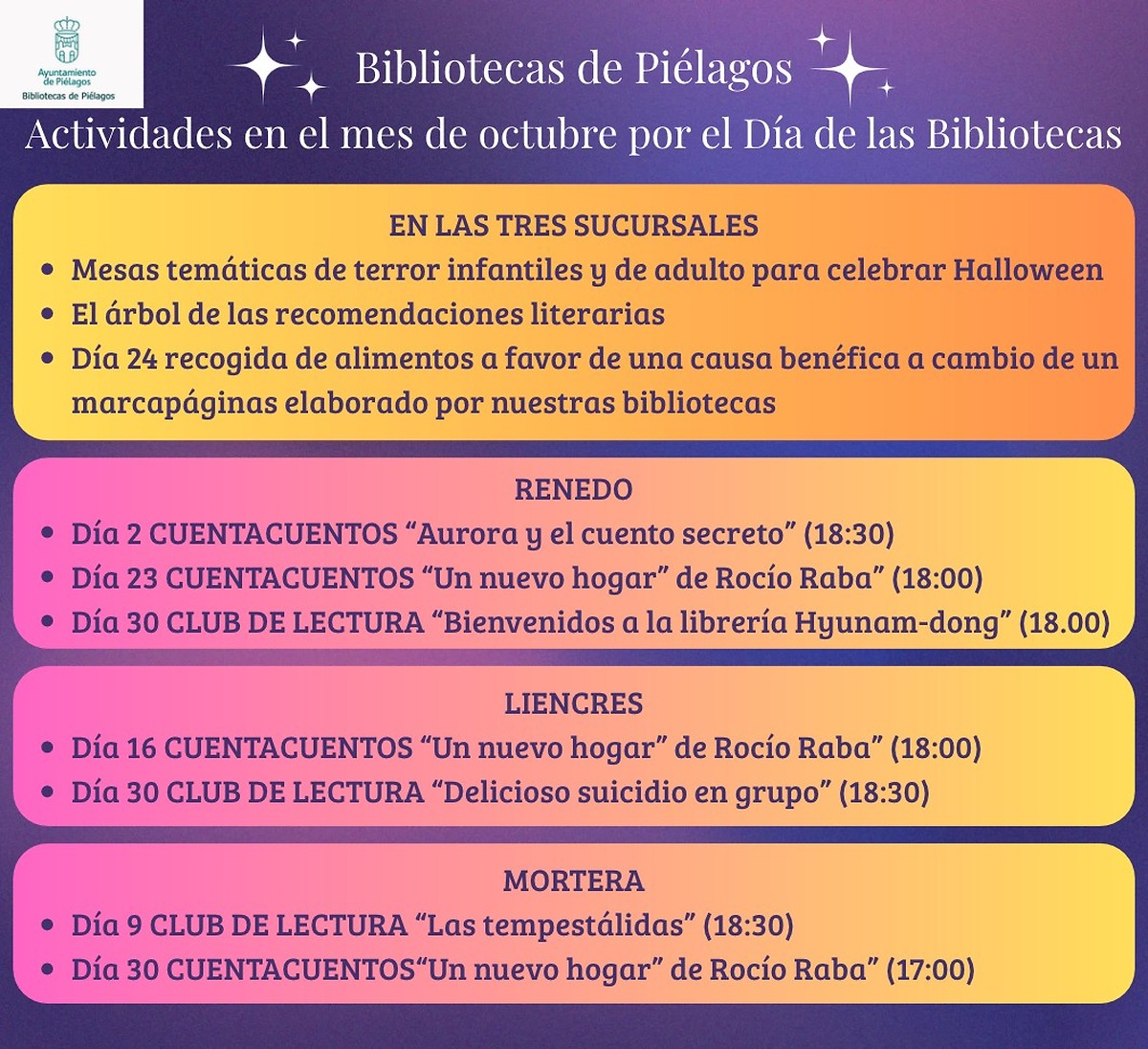 Piélagos celebra el Día de las Bibliotecas con actividades para todas las edades
