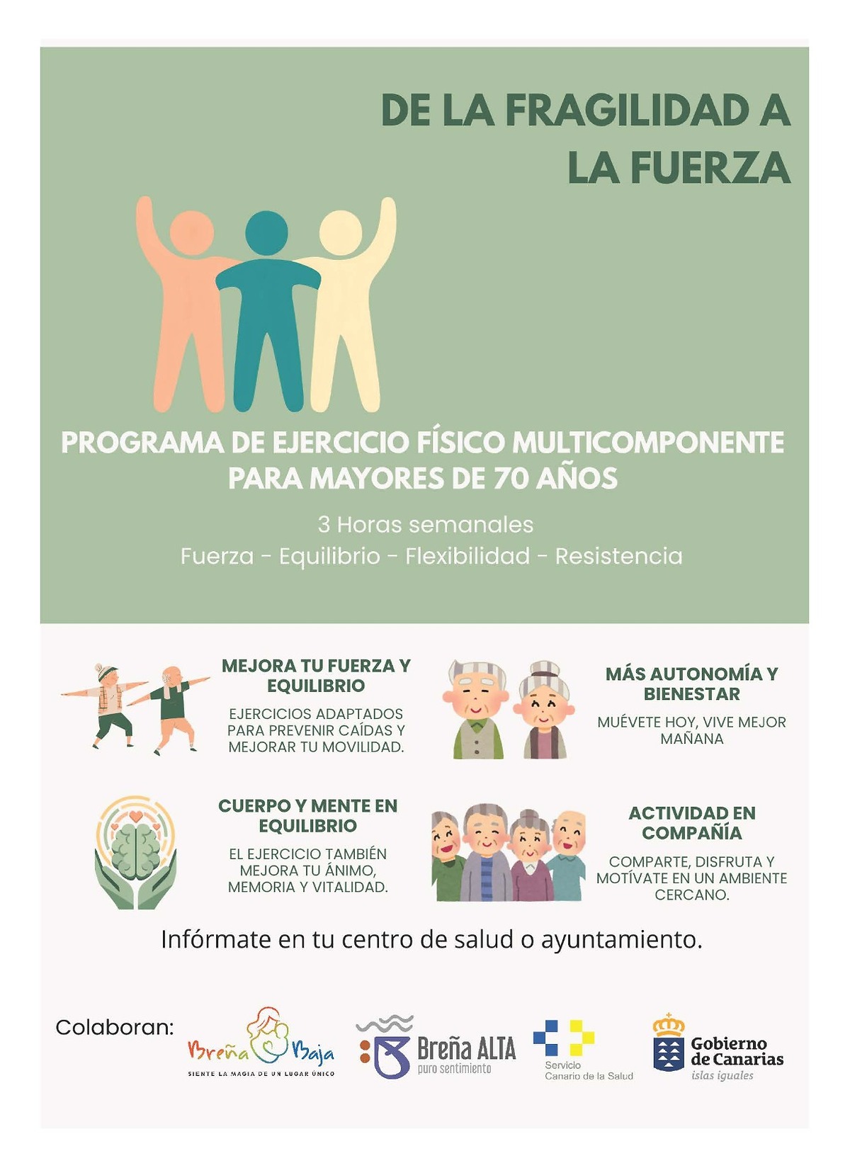 La Palma amplía el programa ‘De la fragilidad a la fuerza’ para mayores en Breña Alta