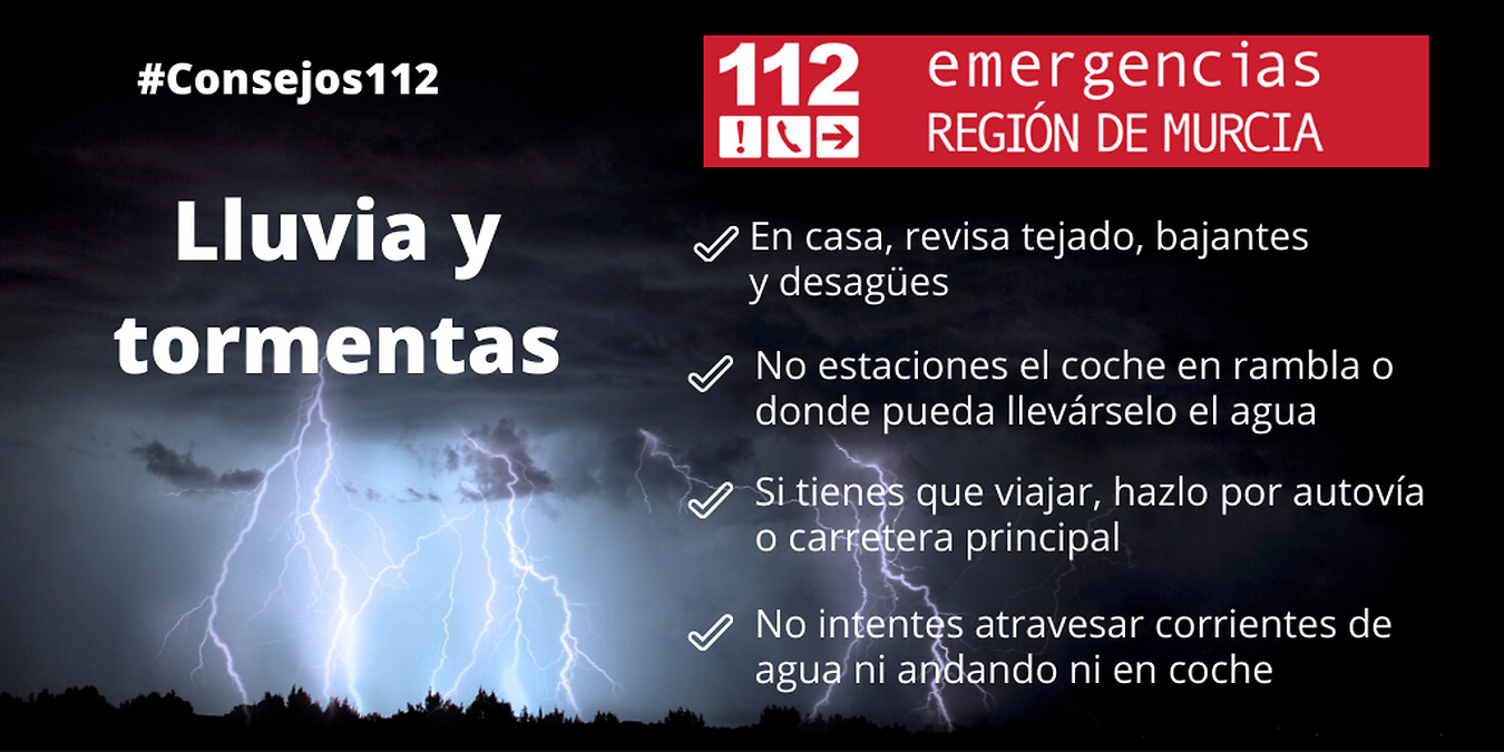 AEMET alerta sobre intensas lluvias en la Región de Murcia debido a la DANA Adam
