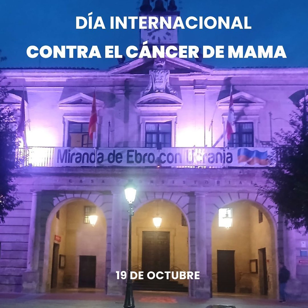 Miranda de Ebro se ilumina de rosa por el Día Mundial Contra el Cáncer de Mama