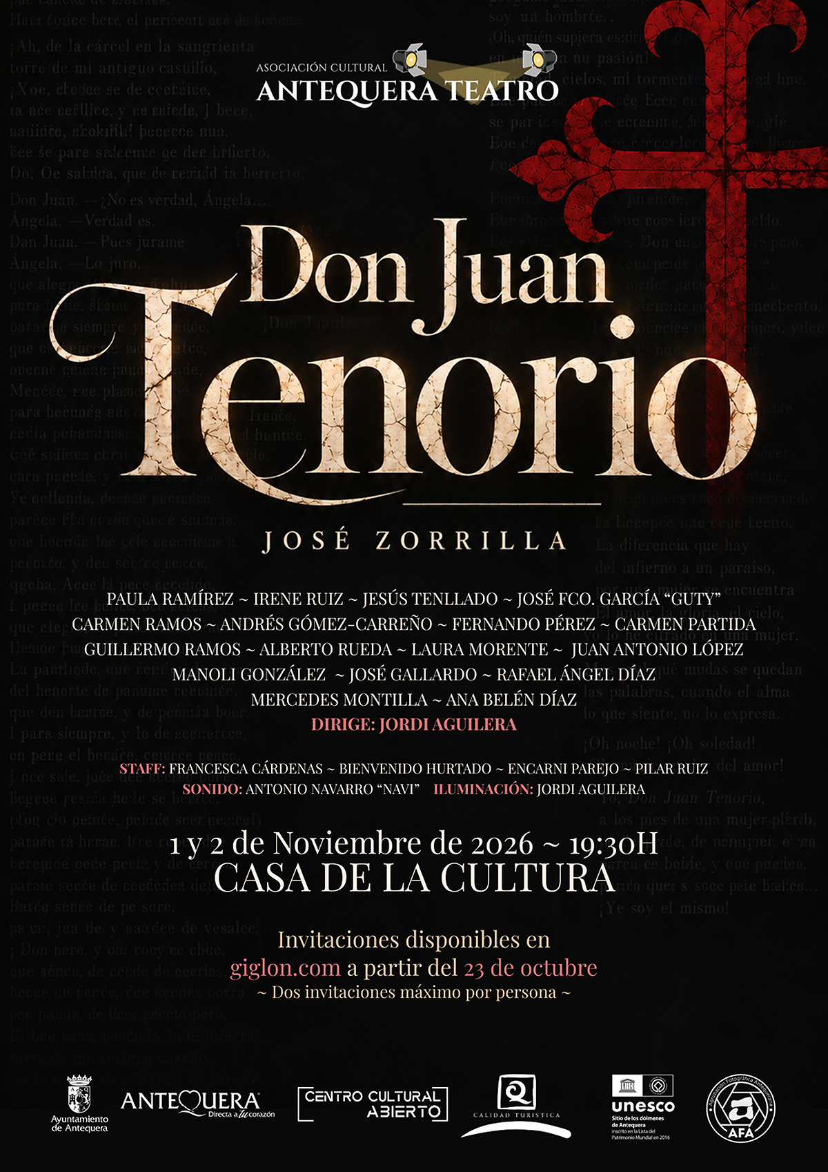 Antequera acoge 'Don Juan Tenorio' en la Casa de la Cultura los días 1 y 2 de noviembre