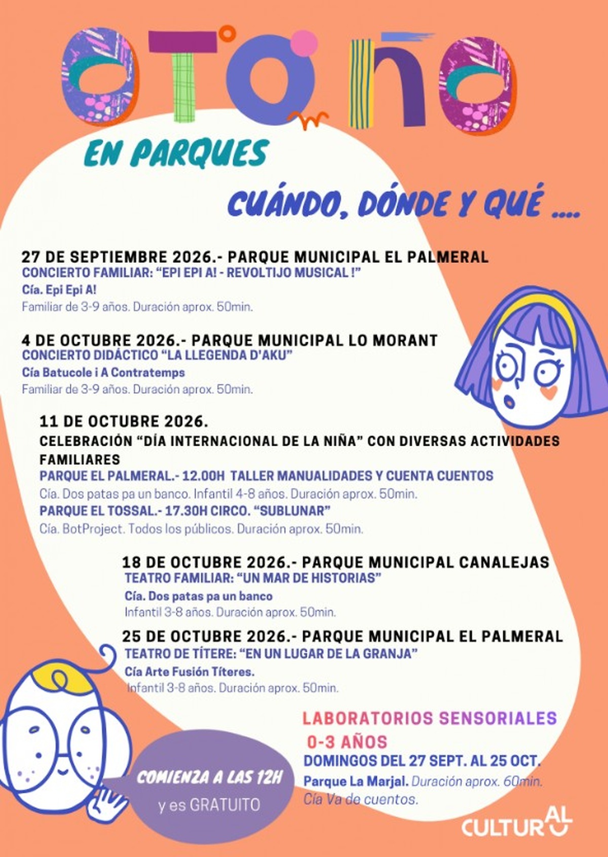 Alicante celebra 'Otoño en Parques' con actividades para bebés y el Día Internacional de la Niña