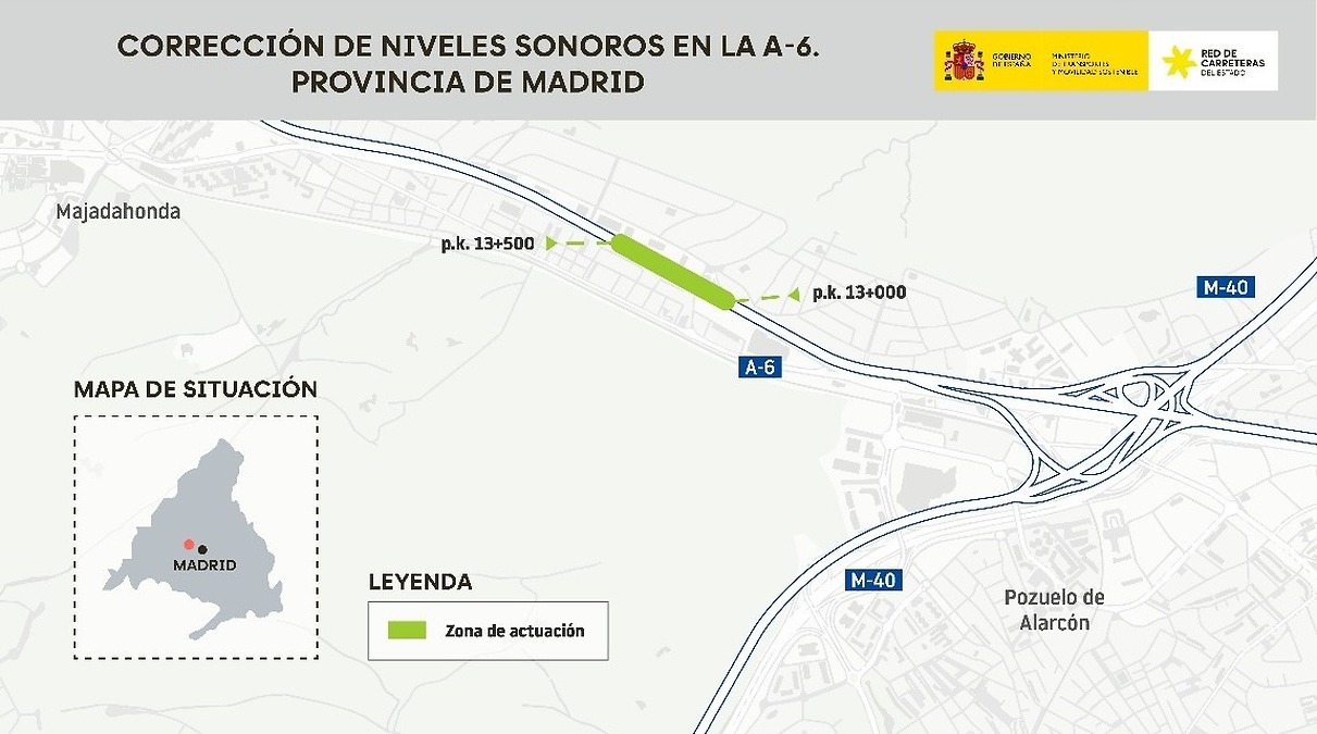 Madrid destina 2,1 millones para mejorar la protección acústica en la A-6 en Aravaca