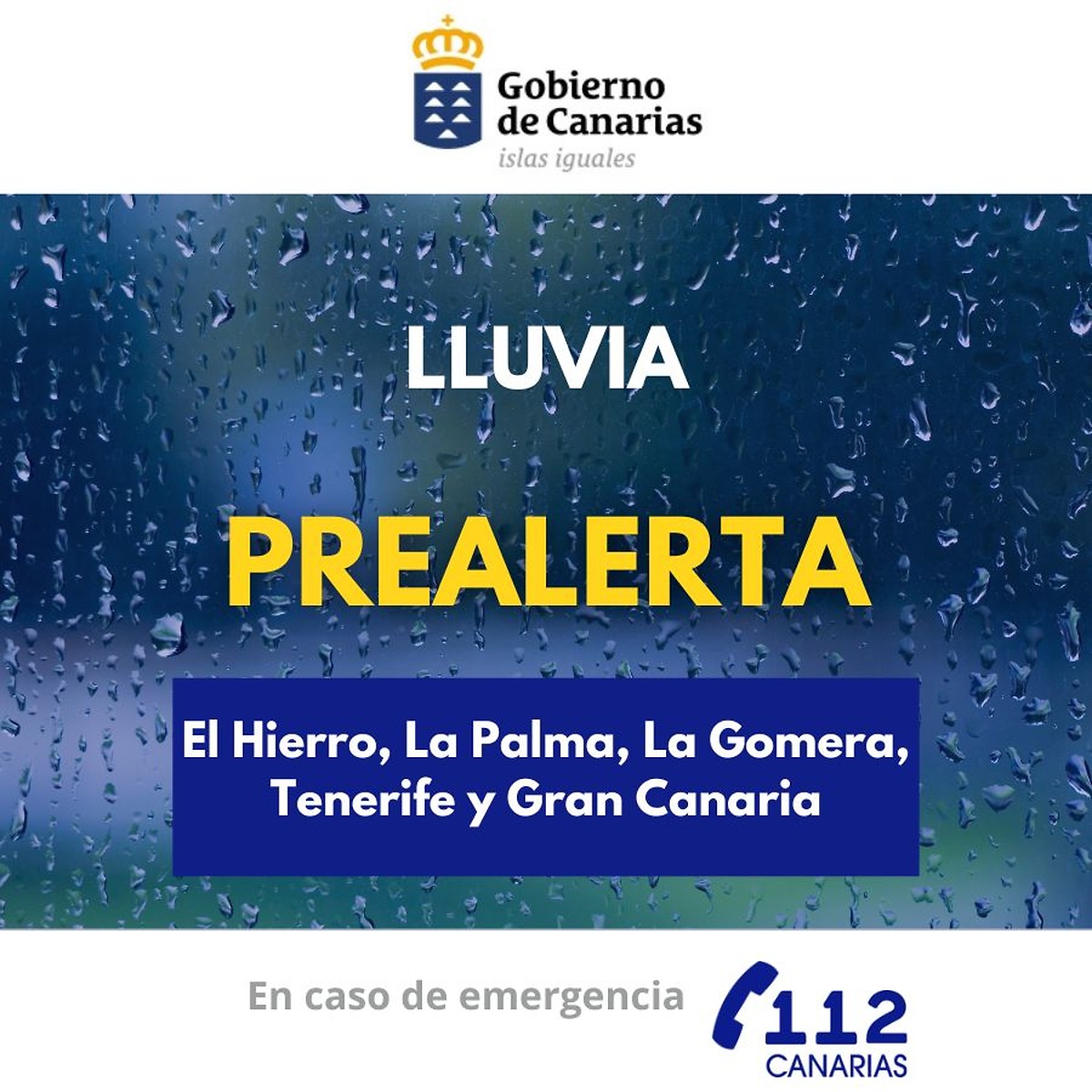El Gobierno de Canarias activa la prealerta por lluvias en varias islas
