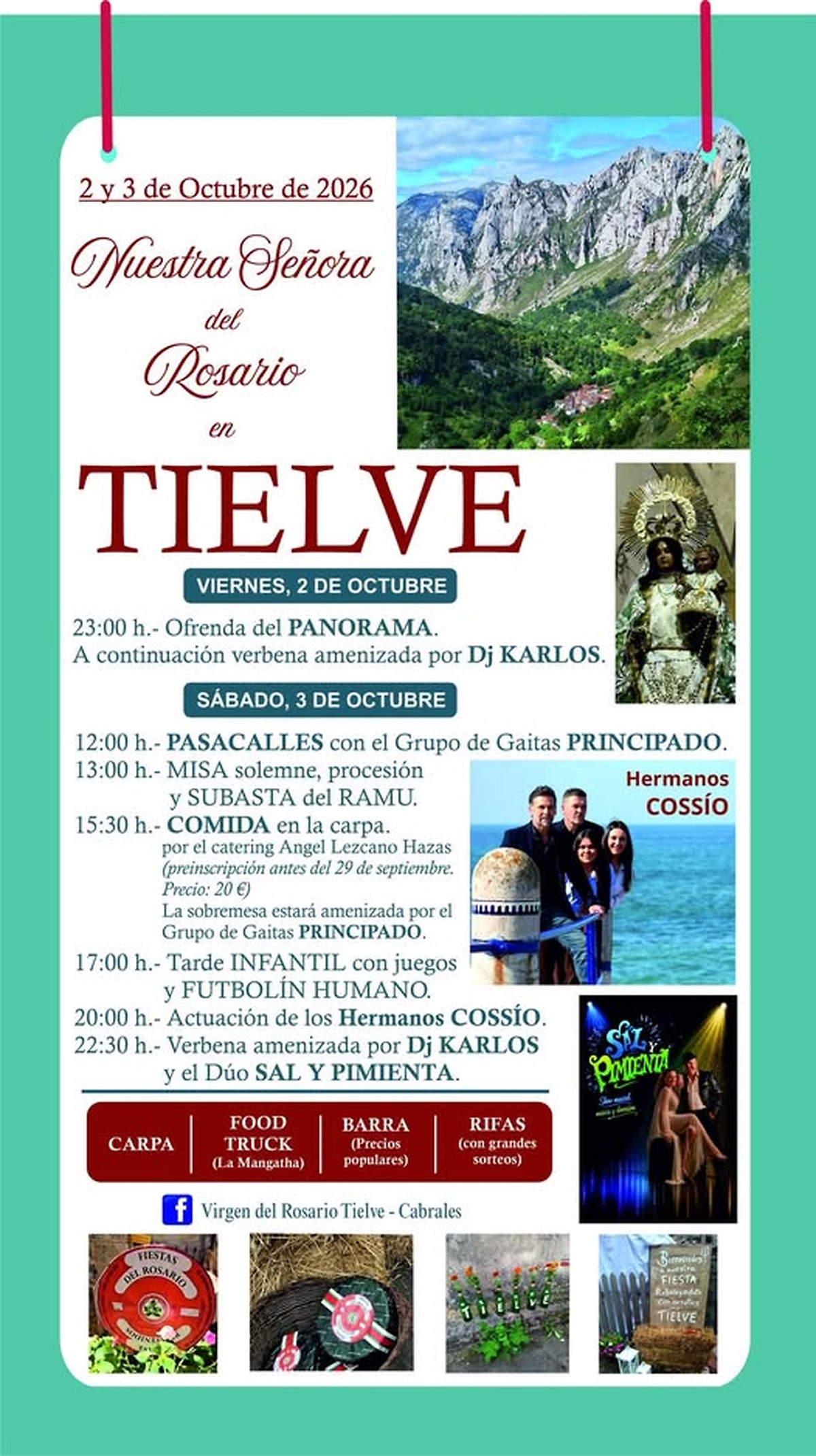 Tielve celebra las festividades en honor a Nuestra Señora del Rosario el 2 y 3 de octubre de 2026
