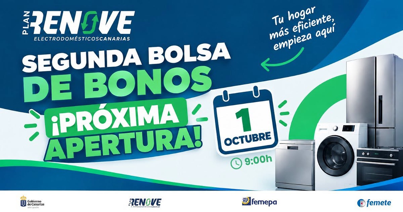 Canarias activa más de 800.000 euros en nuevos bonos del Plan Renove de Electrodomésticos